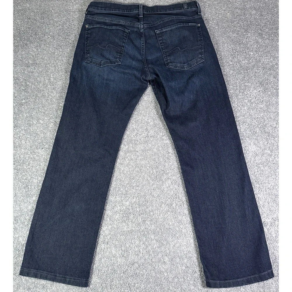 7 For All Mankind Austyn Relaxed Straight Leg Jeans Blue Dark Wash Mens 35x30